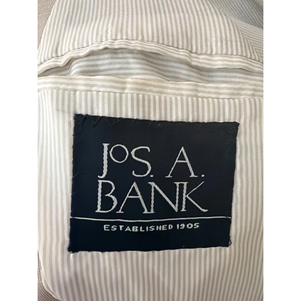 Jos. A. Bank Blazer Mens 41R Wool Glen Plaid Tan Button-Down Sport Coat